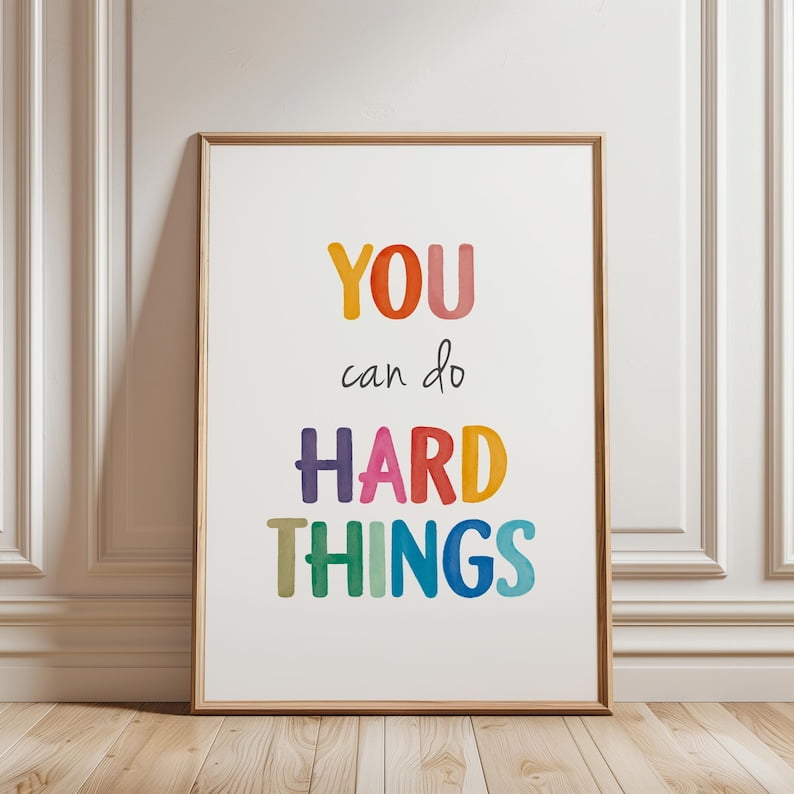 You Can Do Hard Things Poster, Daily Affirmations, Playroom Wall Decor ...