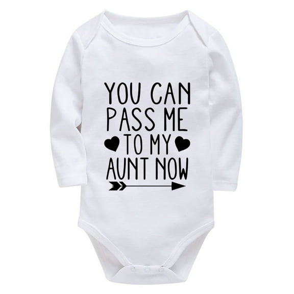 You Can Pass Me To My Aunt Now Neutral Baby Bodysuit Long Sleeve Baby Girl Coming Home Outfits Newborn Baby White 0-3 Months
