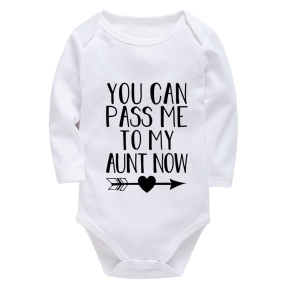 You Can Pass Me To My Aunt Now Romper for Girls Long Sleeve Baby Boy Welcome Home Outfit White Plain Onsies6-9 Months