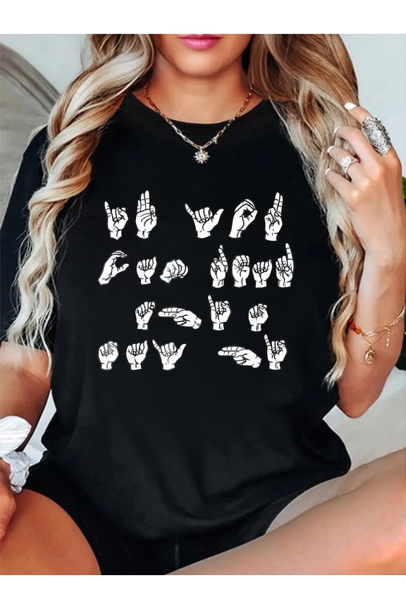 If You Can Read This Say Hi American Sign Language ASL Relaxed Fit Classic Comfort Cotton T-Shirt Women's Men's Graphic Tee Crew Neck summer vacation Tops