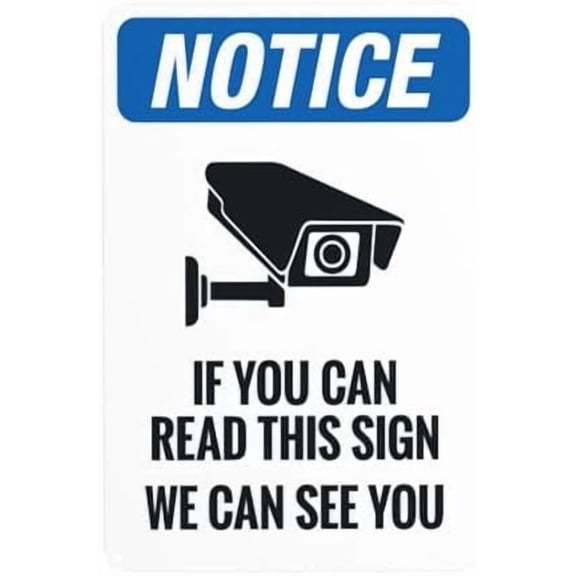 If You Can Read This Sign We Can See You With Graphic Warning Sign, Funny Metal Signs for Business Home Outdoor Indoor Garage Street Wall Caution Custom Decor 8 x 12 Inch