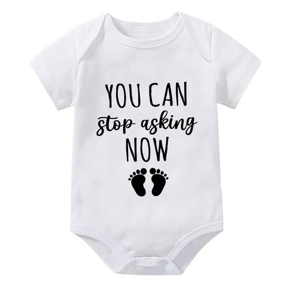 You Can Stop Asking Now Pregnancy Announcement Baby Newborn Outfit Short Sleeve Baby Bodysuit