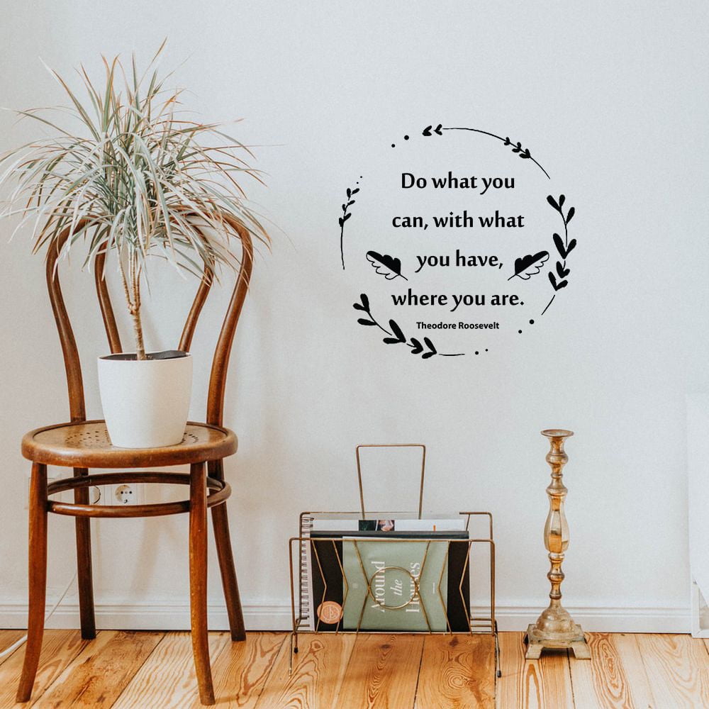 Sticker Mural Citation Theodore Roosevelt – Vinyle Noir – Décoration Salon – RexburgVinyl
