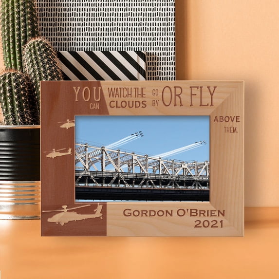 You Can Watch The Clouds Go By Or Fly Above Them Personalized Wooden Frame-6" x 4" Brown Horizontal