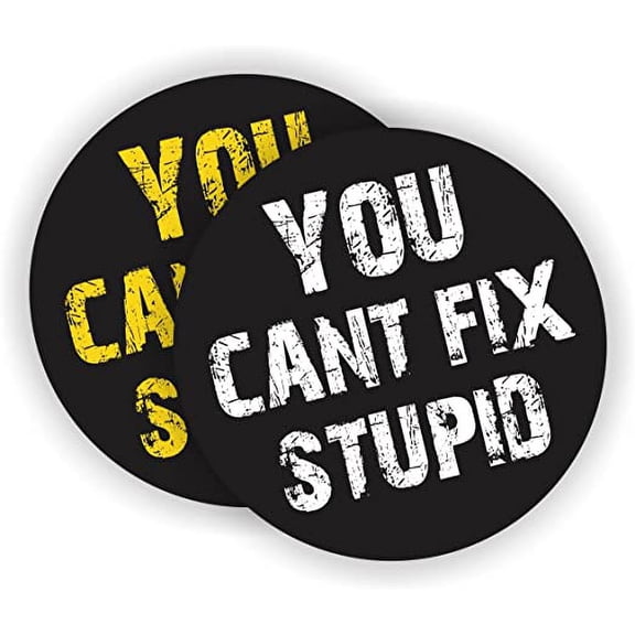 You Cant Fix Stupid Hard Hat Sticker | Helmet Decal | Label Lunch Tool Box Motorcycle | Size: 2" Diameter