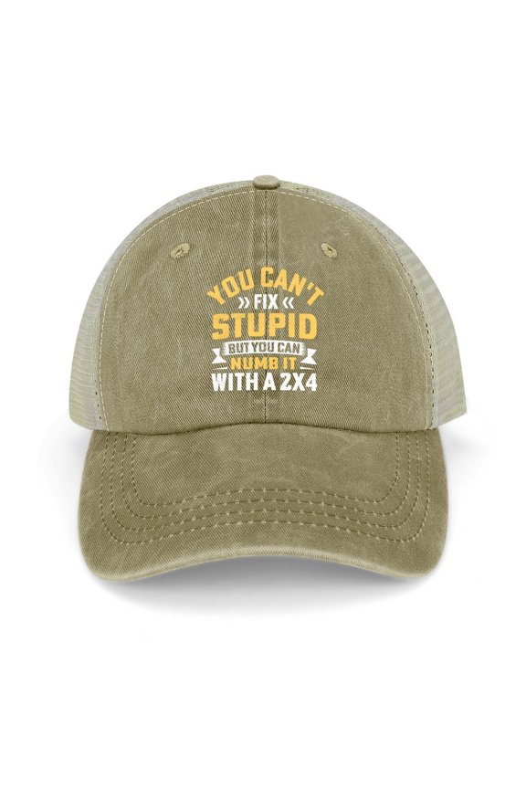 You Can’t Fix Stupid Khaki Hat Adjustable Funny Fashion Unisex Baseball Cap for Men Women