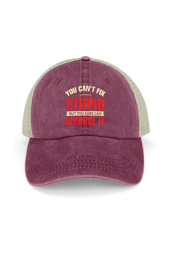 You Can’t Fix Stupid Wine Red Hat Adjustable Funny Fashion Unisex Baseball Cap for Men Women