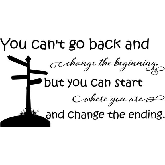You Can't Go and Change The Beginning but You Can Start Where You are and Change The Ending Vinyl Wall Art Decal Modern Motivational Quote for Decor