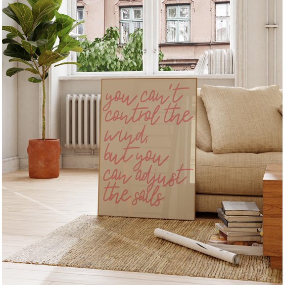 You Cant Control The Wind Wall Art Print With Inspirational Blush Quote Decor