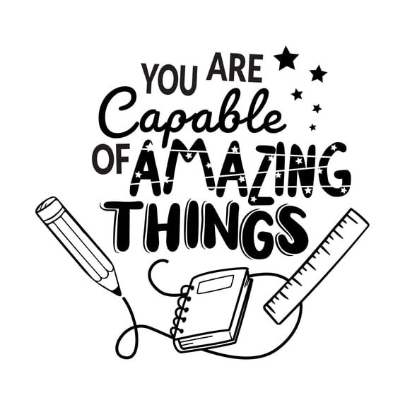 You Are Capable Of Amazing Things Self Esteem Motivating Quote Classroom Wall Decal Wall Art Sticker Designs Vinyl Stickers For Home House Walls Rooms Windows Bedroom Decoration Size (12x12 inch)