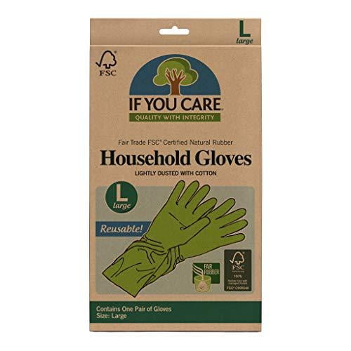 If You Care Latex Gloves, Large ‚ 1 Pair, For Gardening, Dishwashing, Cleaning Kitchen and Bathroom, 100% Cotton Lined, Reusable for Women and Men, Green