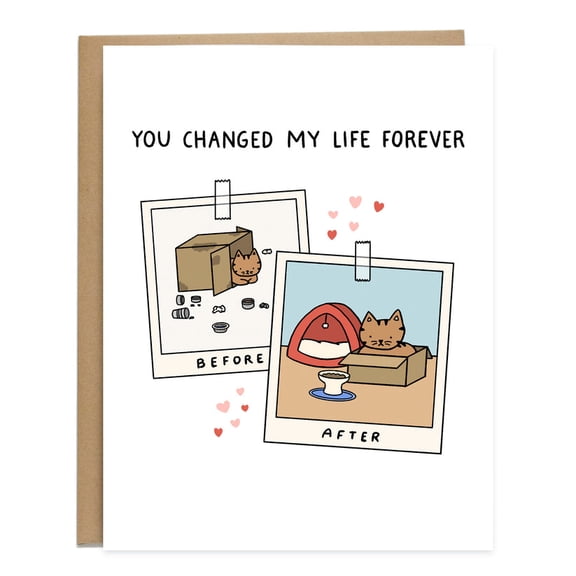You Changed My Life Forever Cat Card  Adorable Before & After Design  Perfect for Cat Lovers, Friends, or Anyone Whos Made a Difference