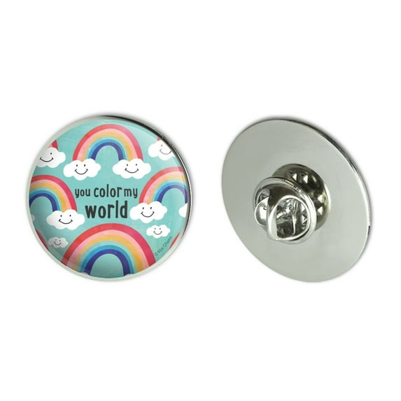 You Color My World Rainbows Happy Clouds Metal 1.1" Tie Tack Hat Lapel Pin Pinback