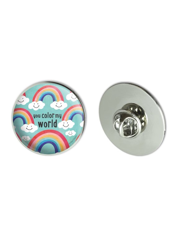 You Color My World Rainbows Happy Clouds Metal 1.1" Tie Tack Hat Lapel Pin Pinback