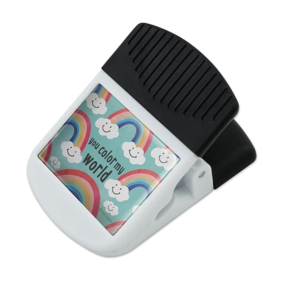 You Color My World Rainbows Happy Clouds Refrigerator Fridge Magnet Magnetic Hanging Hook Note Snack Clip