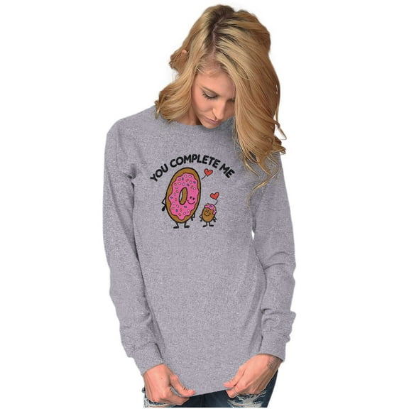 You Complete Me Funny Valentines Day Women Plus Size Long Sleeve Graphic Tee Brisco Brands 3X