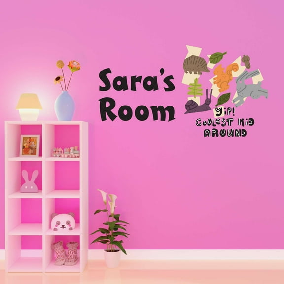 You Coolest Kid Around Squirell Rabbit Snall Porcupine Personalized Zoo Africa Zebra Lion Safari Jungle Hippo Alligator Giraffe Tiger Wilderness Ideas Wall Decal Sticker - Size: 40 In X 20 In