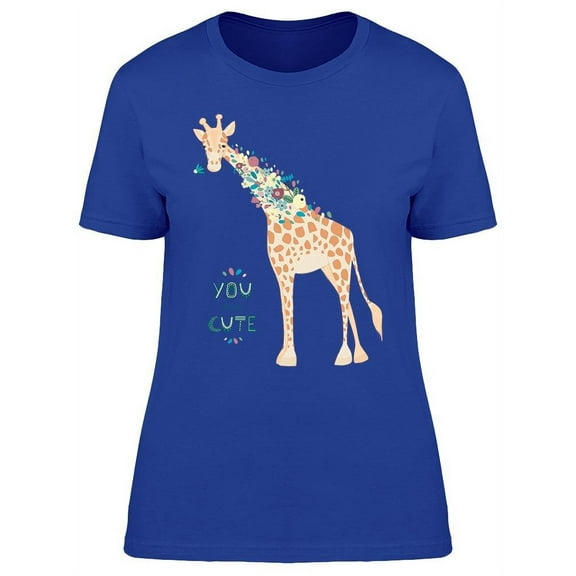 You Cute Floral Giraffe Drawing T-Shirt Women -Image by Shutterstock, Female 3X-Large