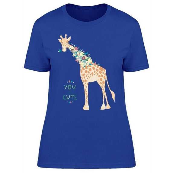 You Cute Floral Giraffe Drawing T-Shirt Women -Image by Shutterstock, Female 3X-Large