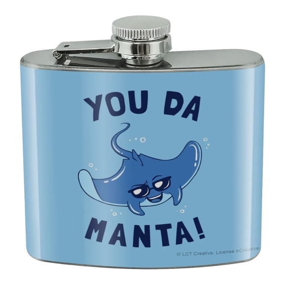 You Da Manta Ray Cool Man Funny Humor Stainless Steel 5oz Hip Drink Kidney Flask