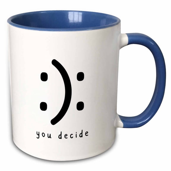 3drose, You Decide Happy and Sad Emotion Minimalist Gift for Friend, 15oz Two-tone Blue Mug