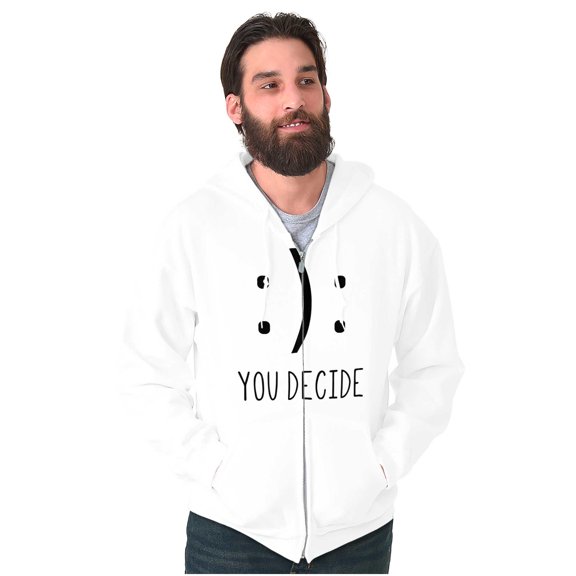 You Decide Happy Sad Emoticon Cute Zip Up Hoodie Men's Women's Brisco Brands X