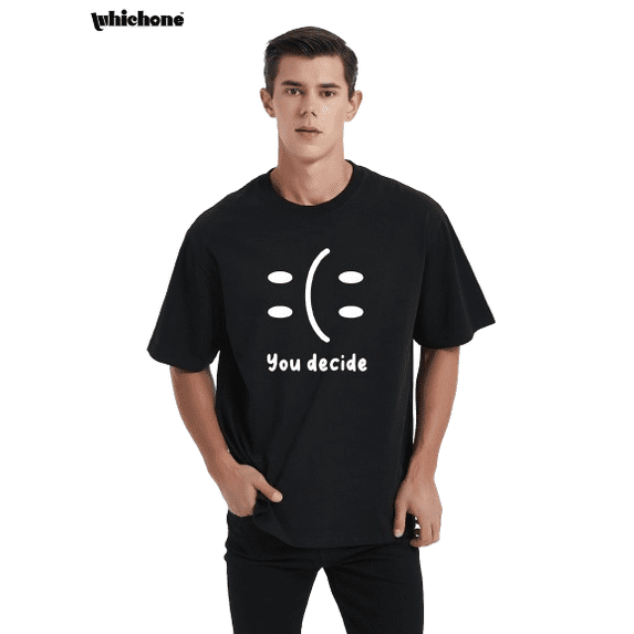 You Decide Print Casual Tshirt For Mens, Creative Loose Fit Cotton Short Sleeve Tee For Daily Wear