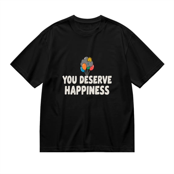 You Deserve Happiness, Cloud With Balloons Print 4, Vintage T Shirt, Cotton T-Shirt for Men, 23483362,XL