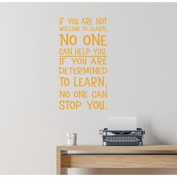 If You Are Determined To Learn Inspirational Wall Decor School - Removable Quote Decals for Walls - Die-Cut Vinyl Wall Art for Positivity - Wall Decals Quotes Motivational, 23x12-Inch, Honey