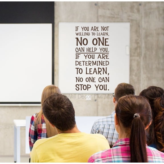 If You Are Determined To Learn Inspirational Wall Decor School - Removable Quote Decals for Walls - Die-Cut Vinyl Wall Art for Positivity - Wall Decals Quotes Motivational, 37x20-Inch, Choc Brown