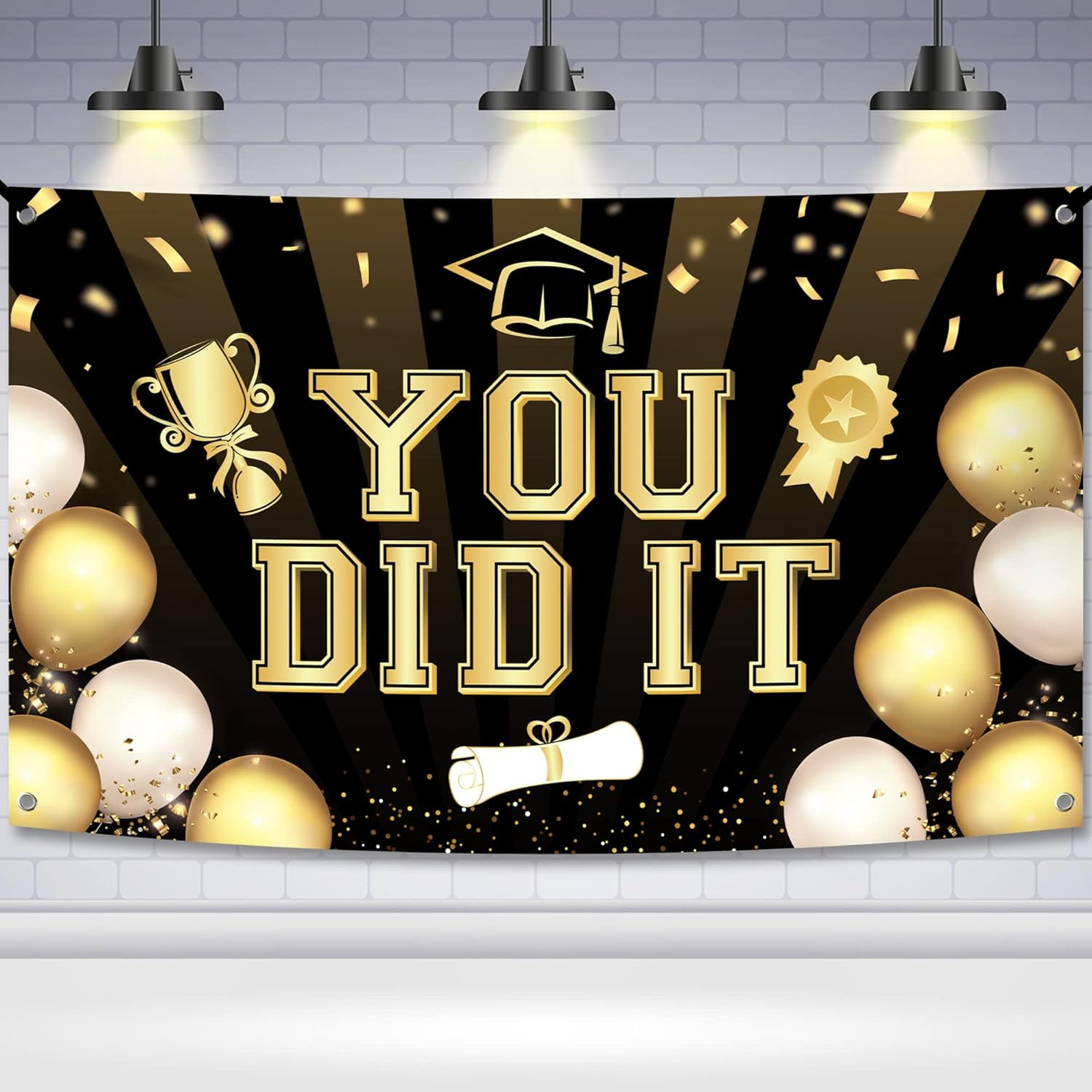 You Did It Banner, 2024 Graduation Banner, Black and Gold Graduation ...