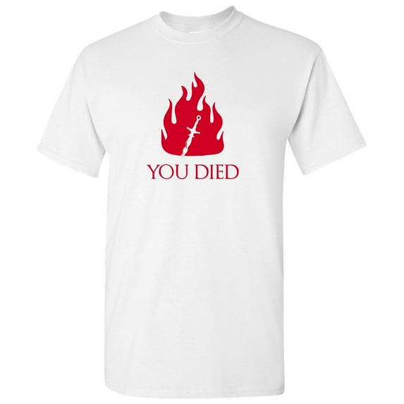 You Died - Funny Video Game T Shirt - Small - White
