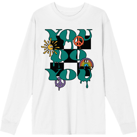 You Do You Adult White Crew Neck Long Sleee Tee-Medium