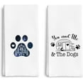 thumbnail image 1 of You and Me and The Dogs Camping Kitchen Towels Set of 2, Dog Lover Gifts, Gifts for Camping Lovers Dish Towels, RV Decor, Camping Decor Hand Tea Towels for Camper, 18x26 Inch, 1 of 5