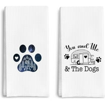 You and Me and The Dogs Camping Kitchen Towels Set of 2, Dog Lover Gifts, Gifts for Camping Lovers Dish Towels, RV Decor, Camping Decor Hand Tea Towels for Camper, 18x26 Inch