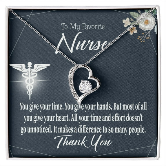 You Don't Go Unnoticed Healthcare Medical Worker Nurse Appreciation Forever Necklace w Message Card