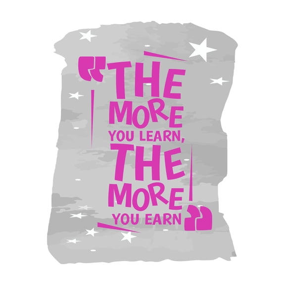 The More You Earn The More You Learn Classroom Vinyl Wall Decal Wall Art Sticker Designs Vinyl Stickers For Home House Walls Rooms Windows Bedroom Decoration Size (20x20 inch)