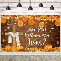 Are You Fall-O-Ween Jesus Backdrop Autumn Pumpkin Festival Party Photography Background Jesus Cross Religious Party Decorations Banner Supplies Photo Booth Props