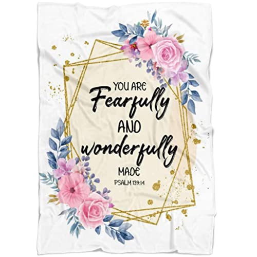 Lettered Grace Contemporary Christian Gifts Fearfully & Wonderfully Made - Almohada De Versículo De La Biblia Cristiana, 18 X 18 Pulgadas, Multicolor