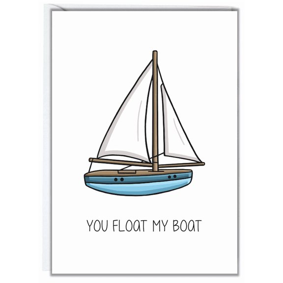 You Float My Boat Greeting Card Cute Sailboat Design Blank Inside with Envelope Perfect for Love Notes, Anniversaries, and Special Occasions
