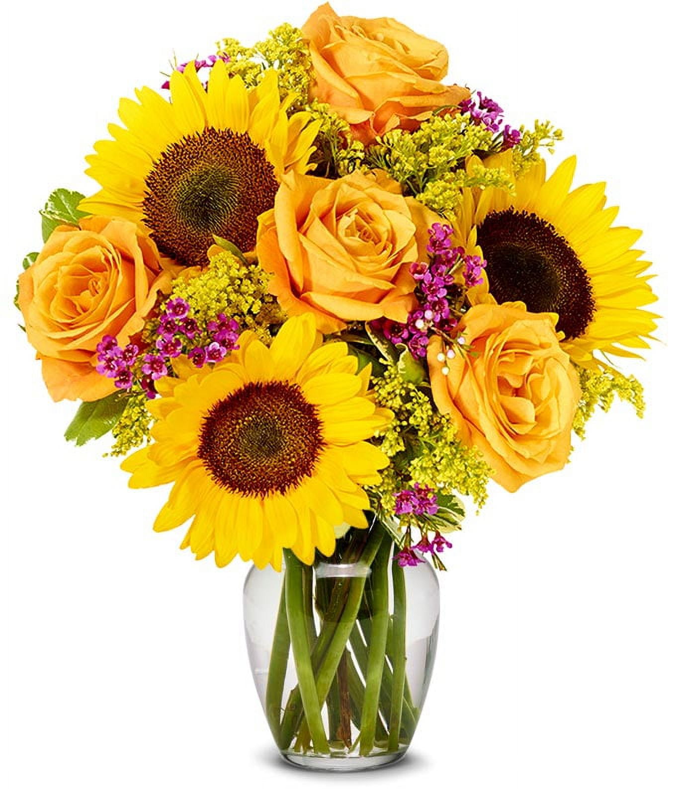 From You Flowers - Fall Rose & Sunflower Bouquet with Pink Pops for Birthday, Anniversary, Get Well, Congratulations, Thank You, All Occasions
