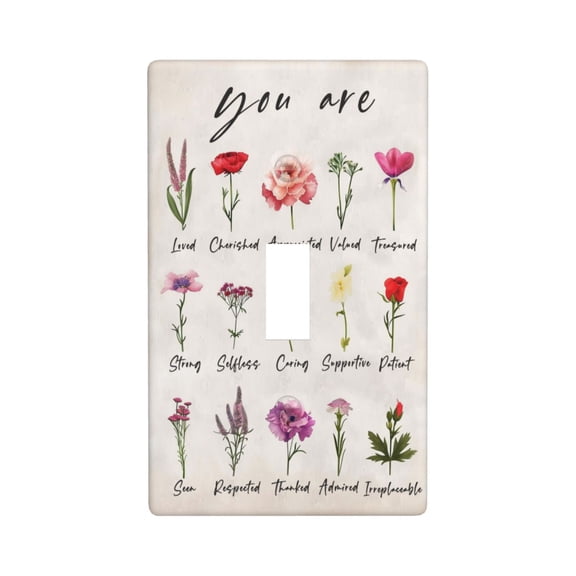 You Are Flowers Floral Blessed Single Toggle Light Switch Plates Outlet Covers Decorative Electrical Wall Plate 1 Gang Receptacle Switchplate Decorate Plug Cover For Bathroom Bedroom 4.5 * 2.76 Inch