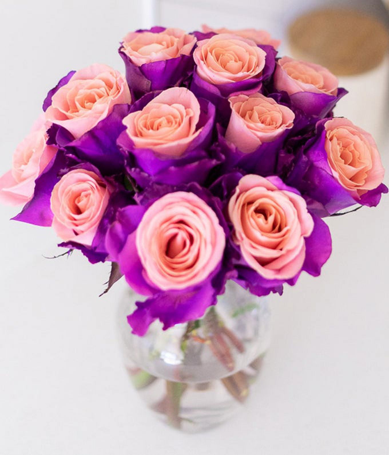 From You Flowers - One Dozen Lavender Roses in Clear Glass Vase for Birthday, Anniversary, Get Well, Congratulations, Thank You, All Occasions