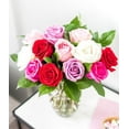 thumbnail image 1 of From You Flowers - One Dozen Red, Pink, Purple & White Roses with a Clear Glass Vase for Birthday, Anniversary, Get Well, Congratulations, Thank You, All Occasions, 1 of 2