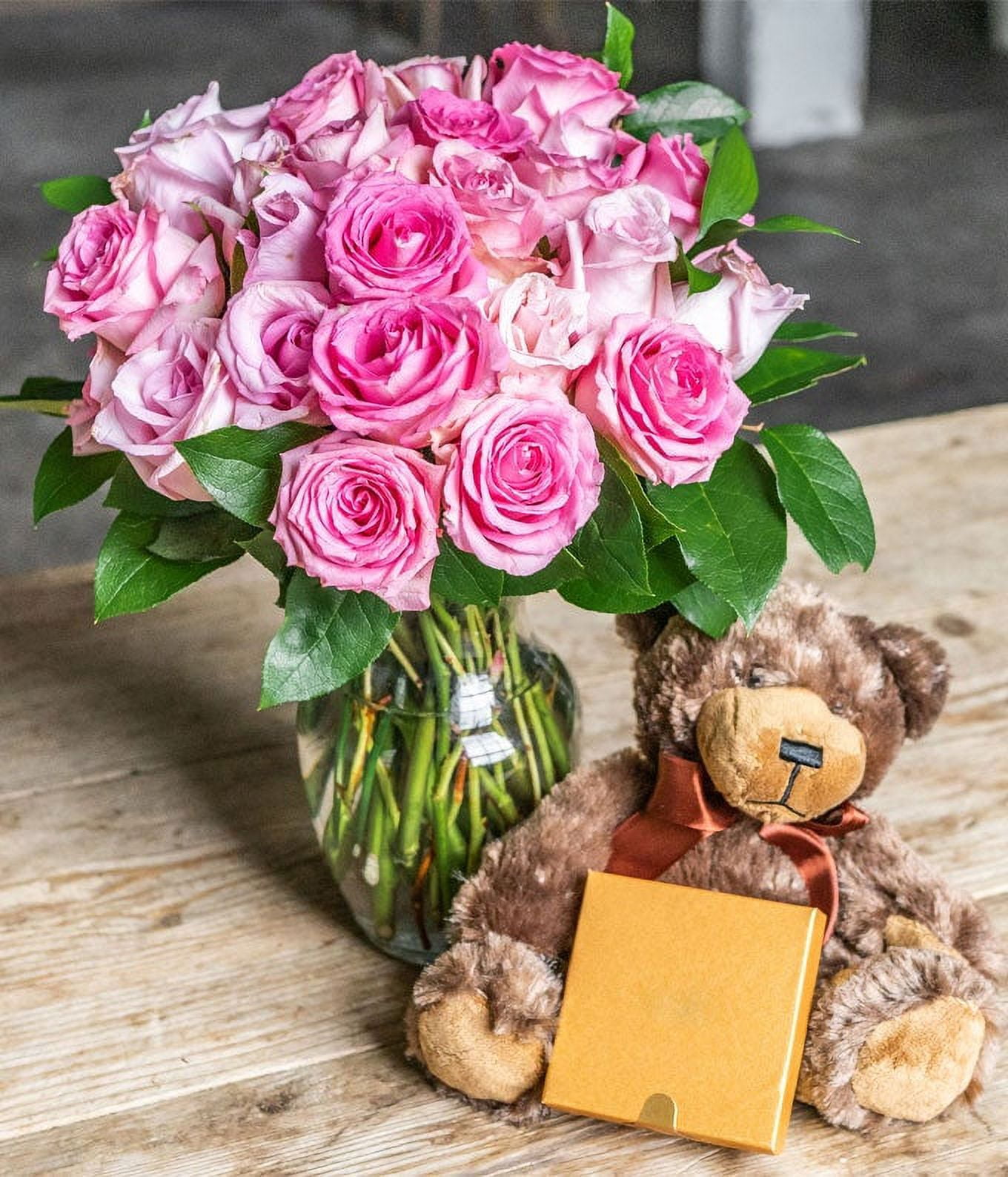From You Flowers - Two Dozen Pink Roses with a Clear Glass Vase ...
