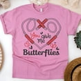 thumbnail image 1 of You Give Me Butterflies Nurse T-Shirt for Women, Stethoscope Heart Graphic Tee, Azalea, Size S, 1 of 6