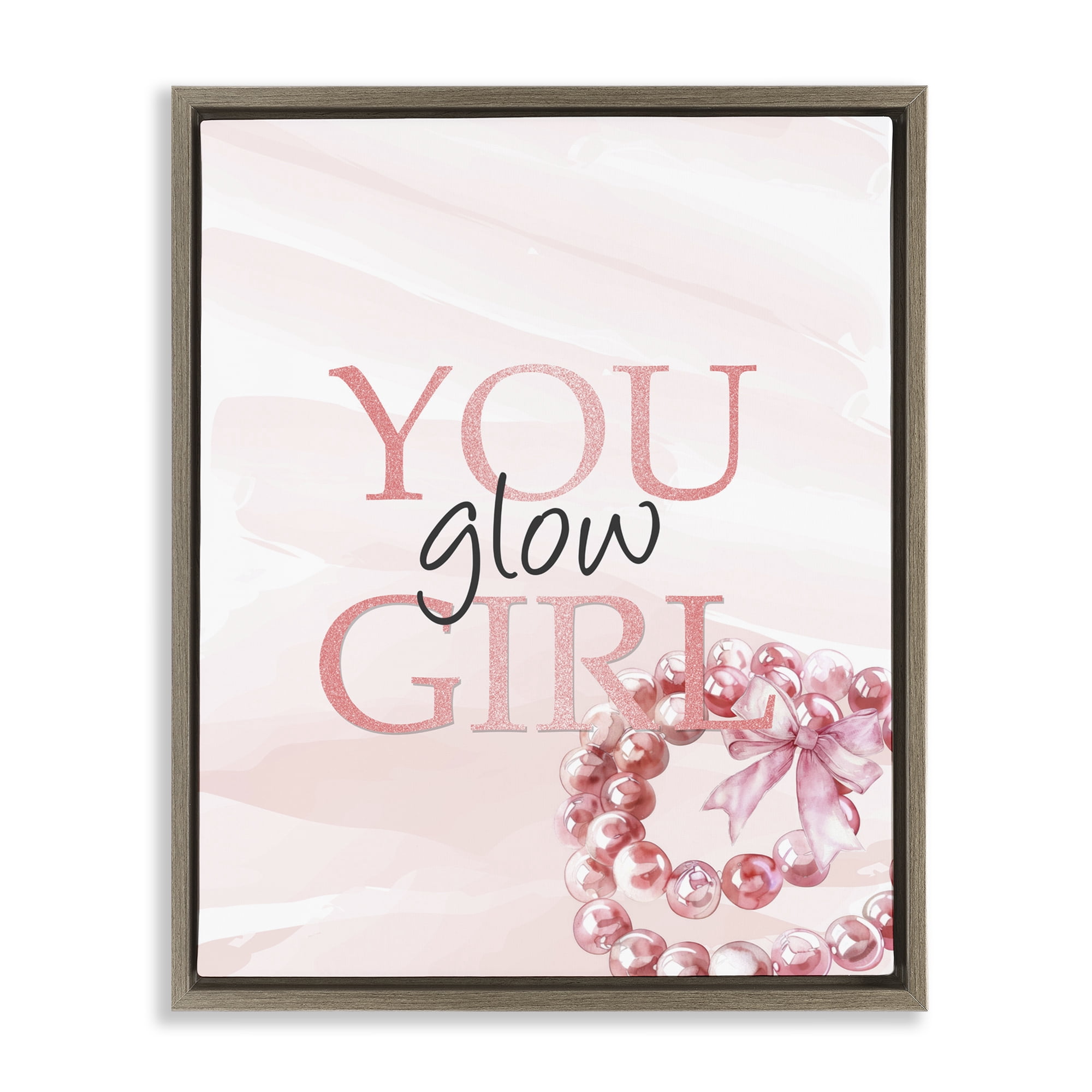 You Glow Girl Feminine Brown Framed Floater Canvas Wall Art, design by Kim Allen