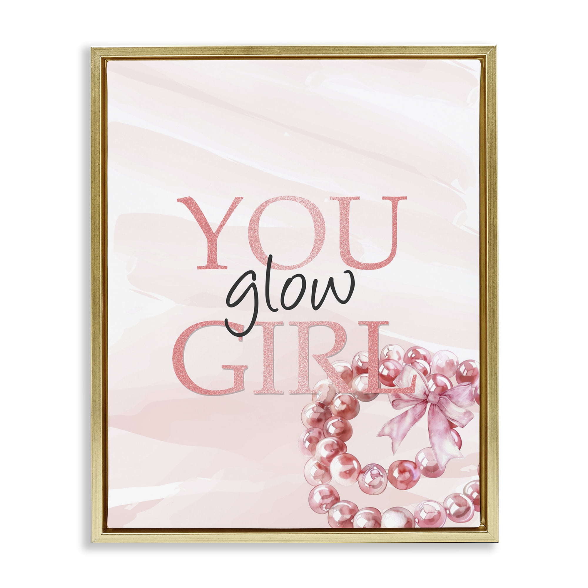 You Glow Girl Feminine Gold Framed Floater Canvas Wall Art, design by Kim Allen