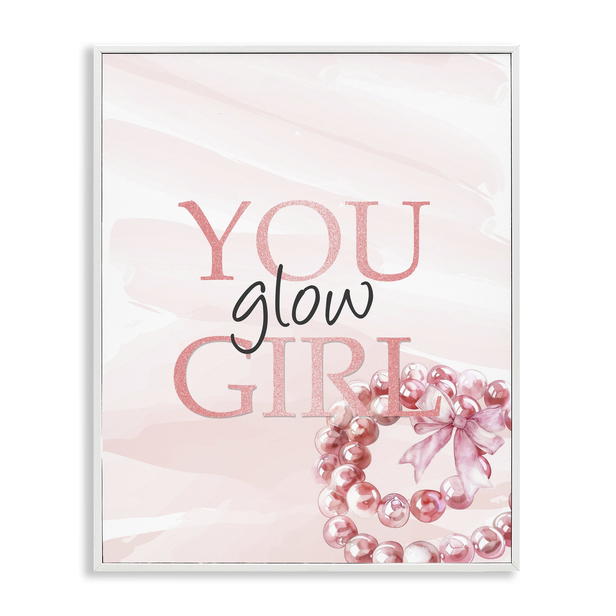 You Glow Girl Feminine White Framed Giclee Art, design by Kim Allen