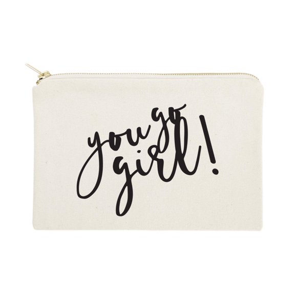You Go Girl Cotton Canvas Cosmetic Bag